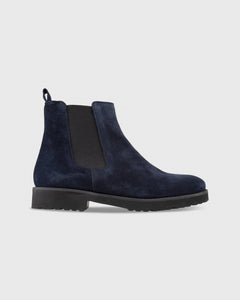 Lug Sole Chelsea Boot in Navy Suede