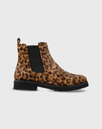 Load image into Gallery viewer, Lug Sole Chelsea Boot in Brown/Cognac Savana Leopard Pony
