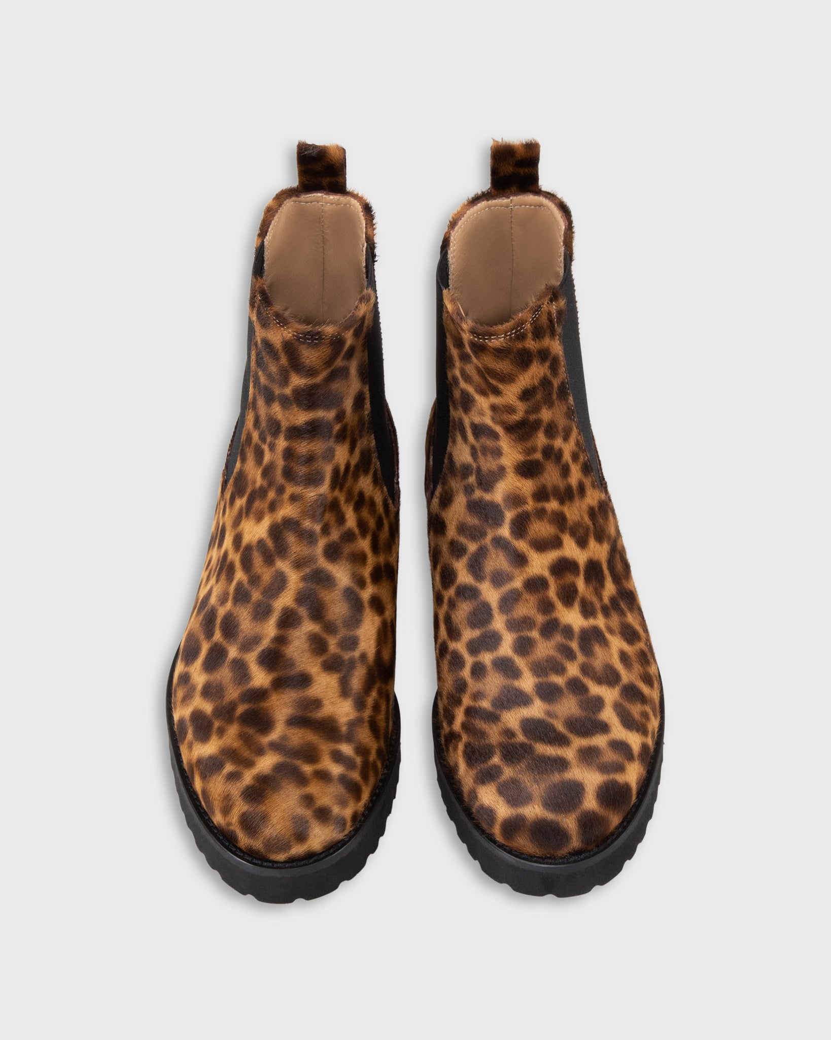 Lug Sole Chelsea Boot in Brown/Cognac Savana Leopard Pony
