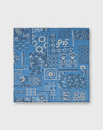 Load image into Gallery viewer, Cotton Print Pocket Square in Blue Patchwork Paisley
