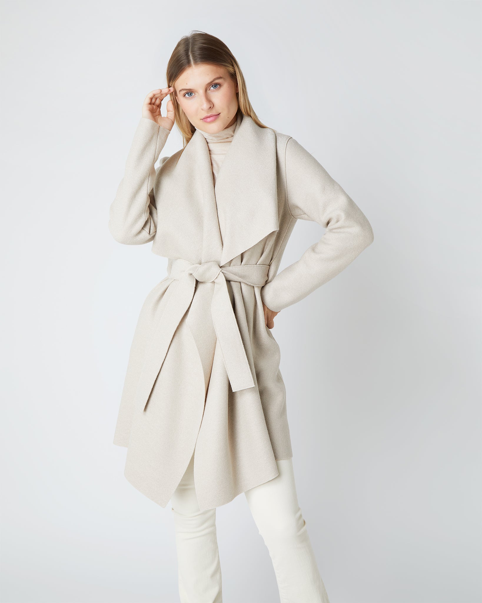 Short Blanket Coat in Almond Shop Ann Mashburn