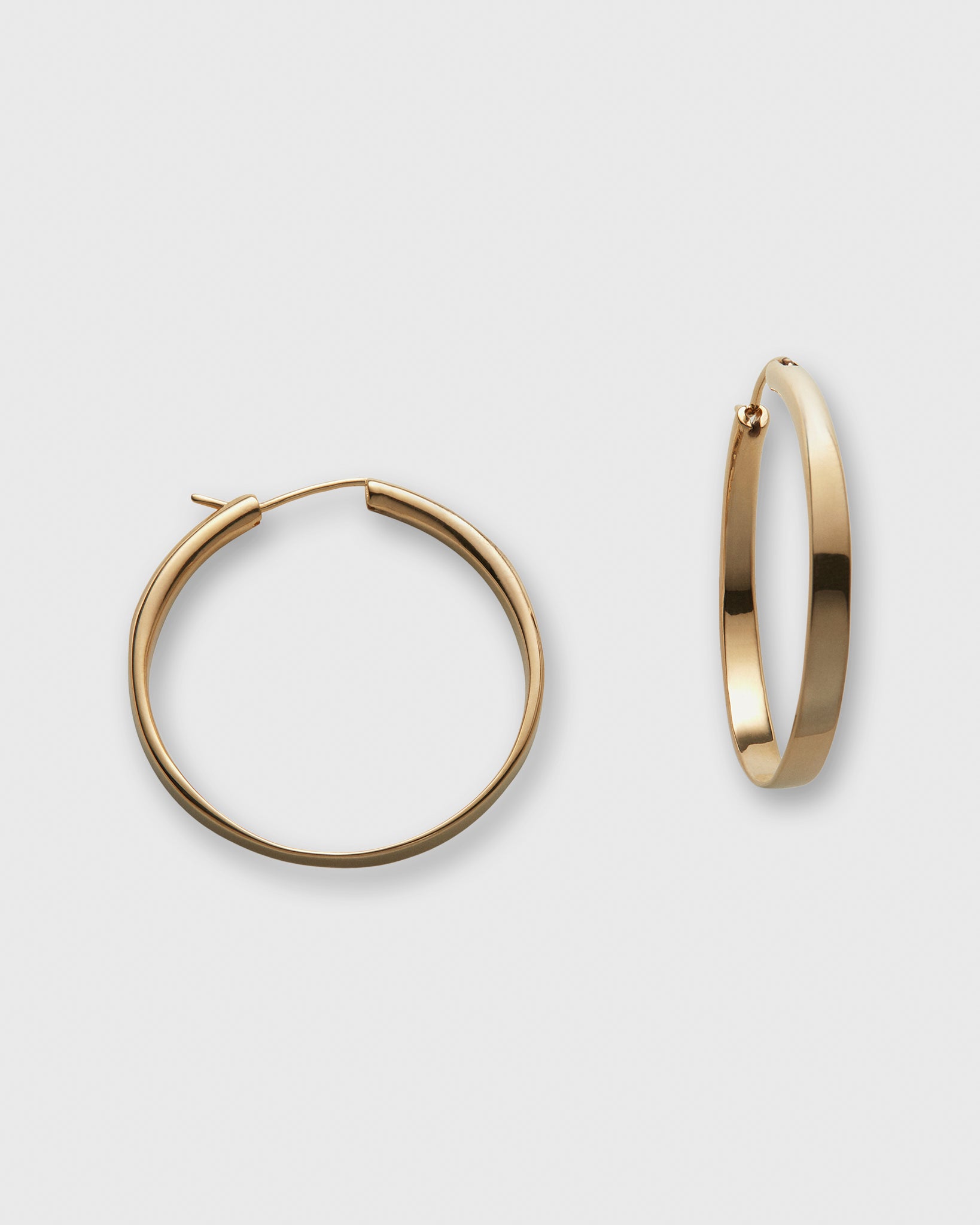Flat Hoop Earrings in Gold-Plated Brass
