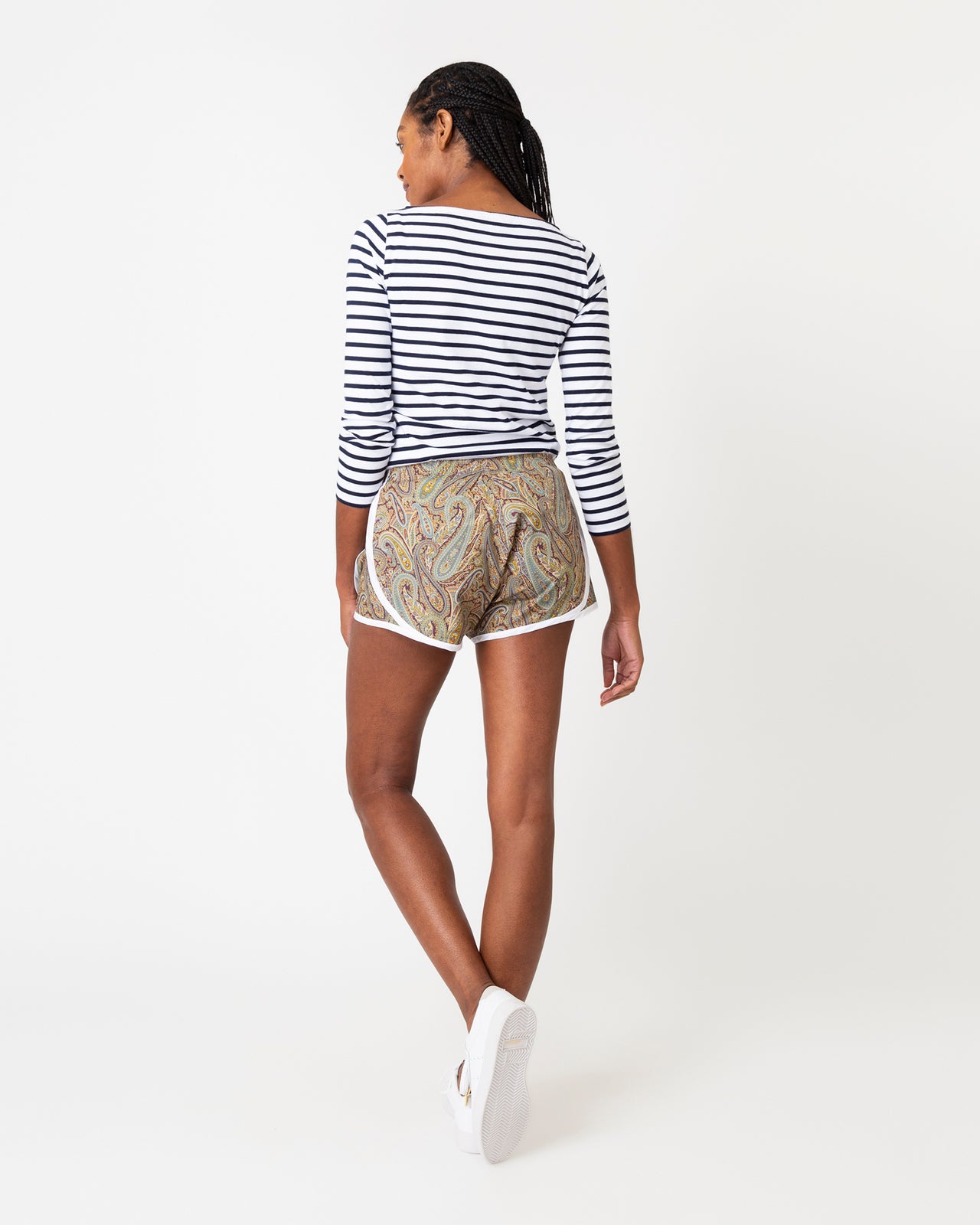 Track Short in Bordeaux Multi Paisley Park Liberty Fabric