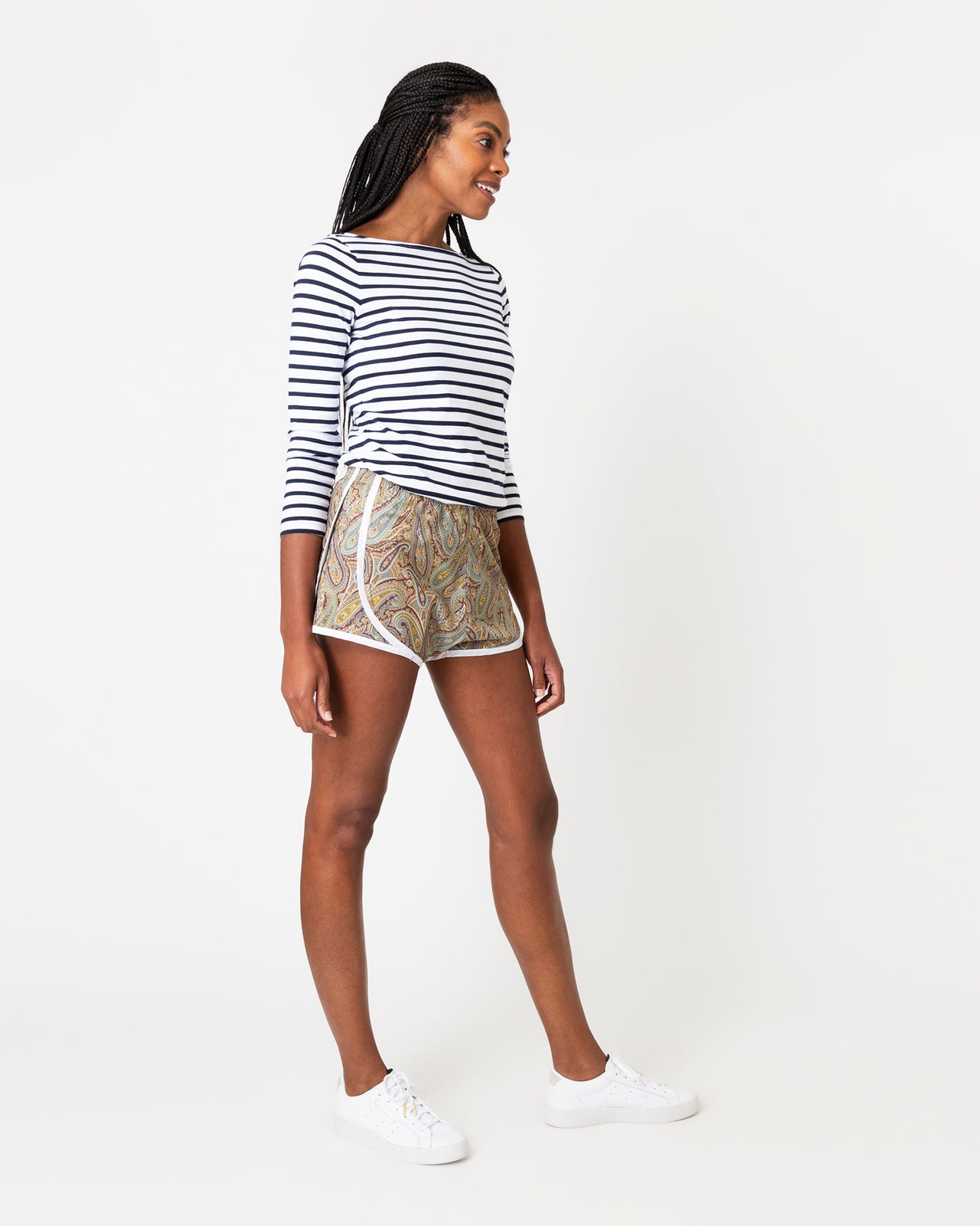 Track Short in Bordeaux Multi Paisley Park Liberty Fabric