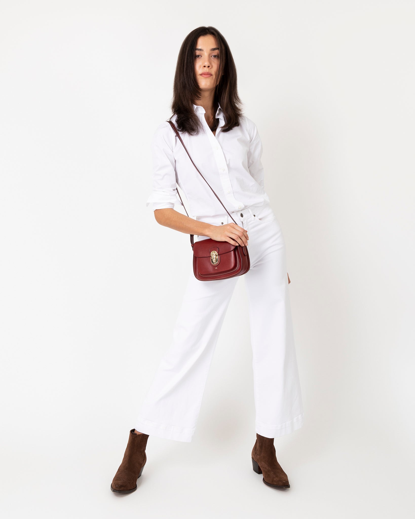 Bordeaux leather crossbody bag