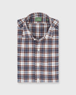 Load image into Gallery viewer, Spread Collar Sport Shirt in Brown/Air Force/Bone Plaid Flannel
