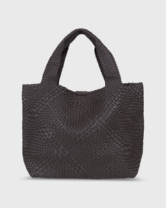Large Mercato Handwoven Tote in Dark Brown Leather