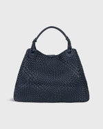 Load image into Gallery viewer, Cate Handwoven Satchel Bag in Navy Leather
