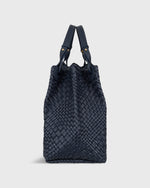 Load image into Gallery viewer, Cate Handwoven Satchel Bag in Navy Leather
