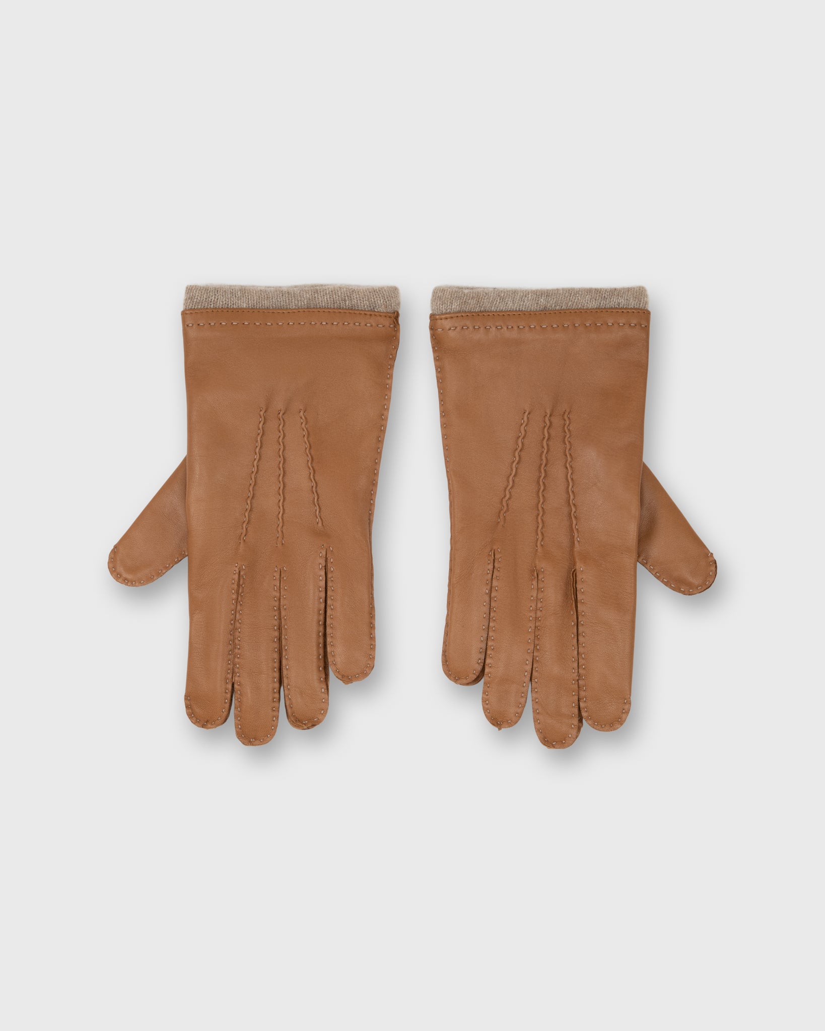 Hand-Stitched Cashmere-Lined Gloves in Camel Nappa Leather