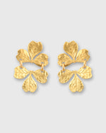 Load image into Gallery viewer, Wee Clover Earrings in Hammered Brass
