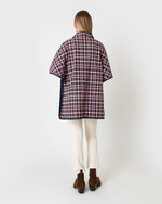 Load image into Gallery viewer, Arya Cape in Navy/Red Multi Plaid Knit
