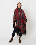 Load image into Gallery viewer, Reversible Lambswool Cape in Heather Stewart/Hunting Stewart
