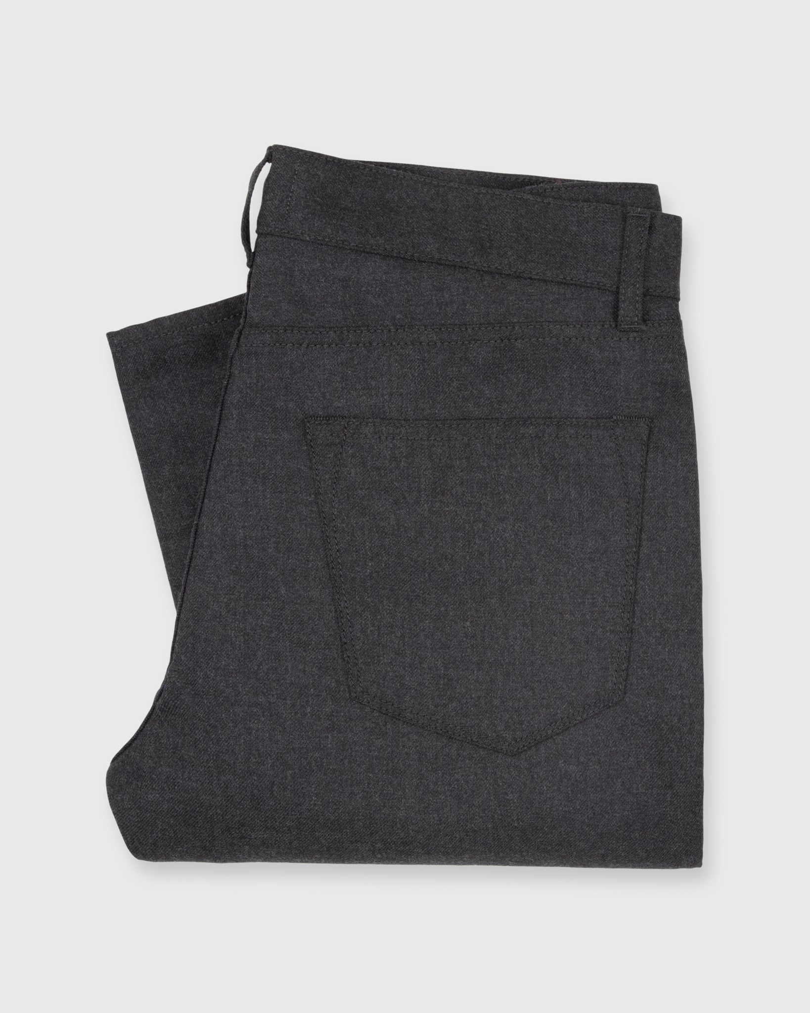 Slim Straight 5-Pocket Pant in Charcoal Mix Wool Twill