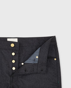 Slim Straight 5-Pocket Pant in Charcoal Mix Wool Twill