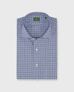 Load image into Gallery viewer, Spread Collar Sport Shirt in Blue/Brown Check Poplin
