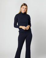 Load image into Gallery viewer, Superfine Funnel-Neck Sweater in Navy Cashmere
