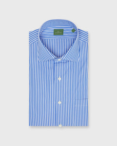 Spread Collar Dress Shirt in Dutch Blue Wide Stripe Poplin