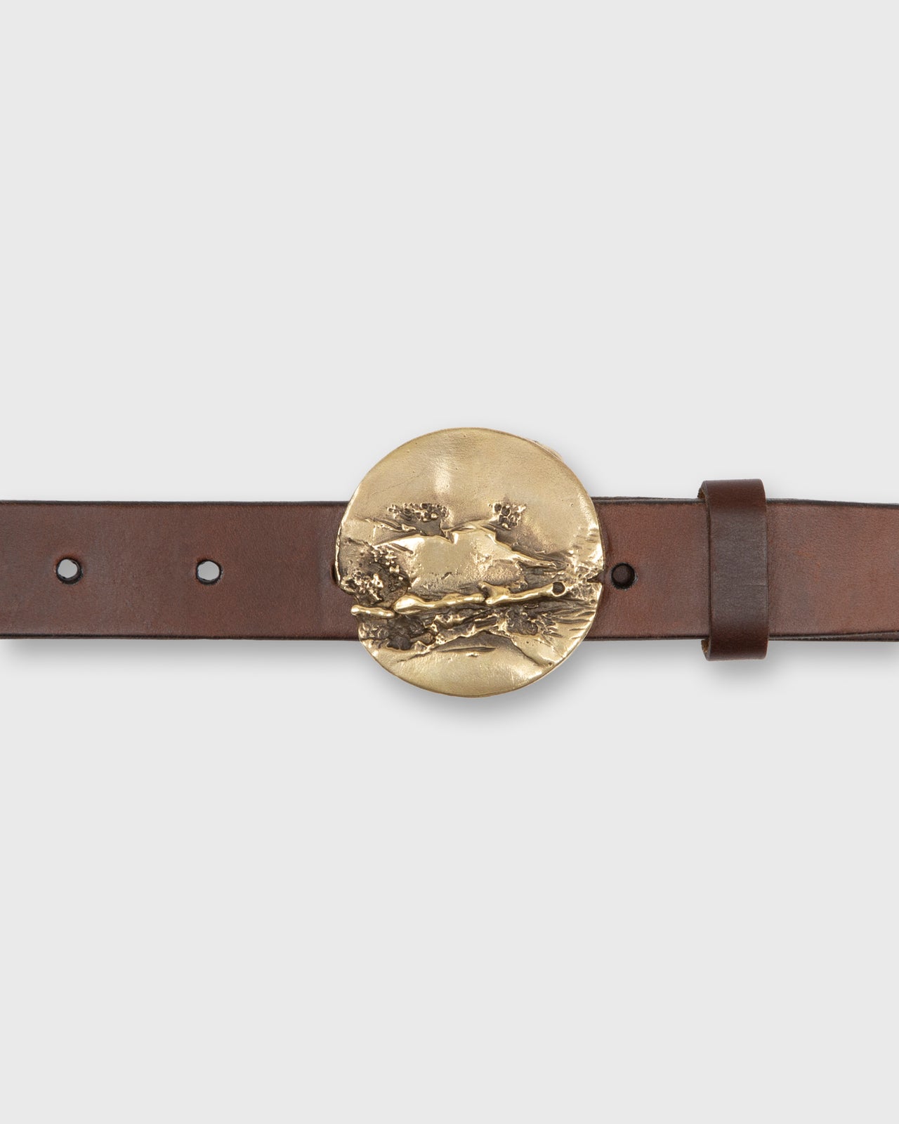 Round Abstract Belt Buckle in Brass