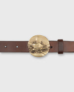 Load image into Gallery viewer, Round Abstract Belt Buckle in Brass
