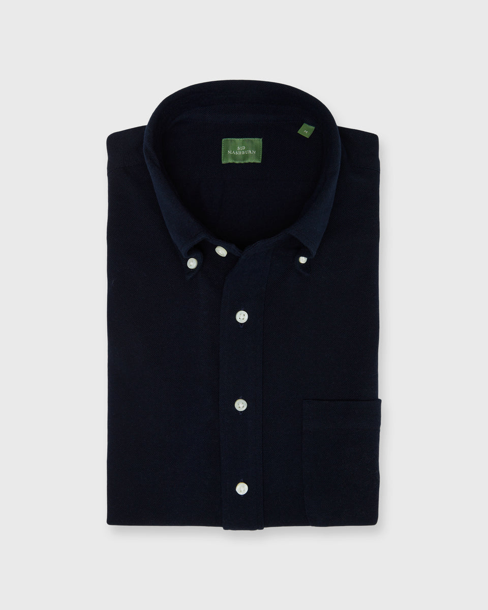 Knit ButtonDown Popover Shirt in Navy Pique Shop Sid Mashburn