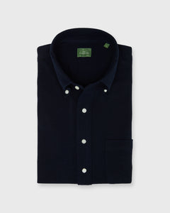 Knit Button-Down Popover Shirt in Navy Pique
