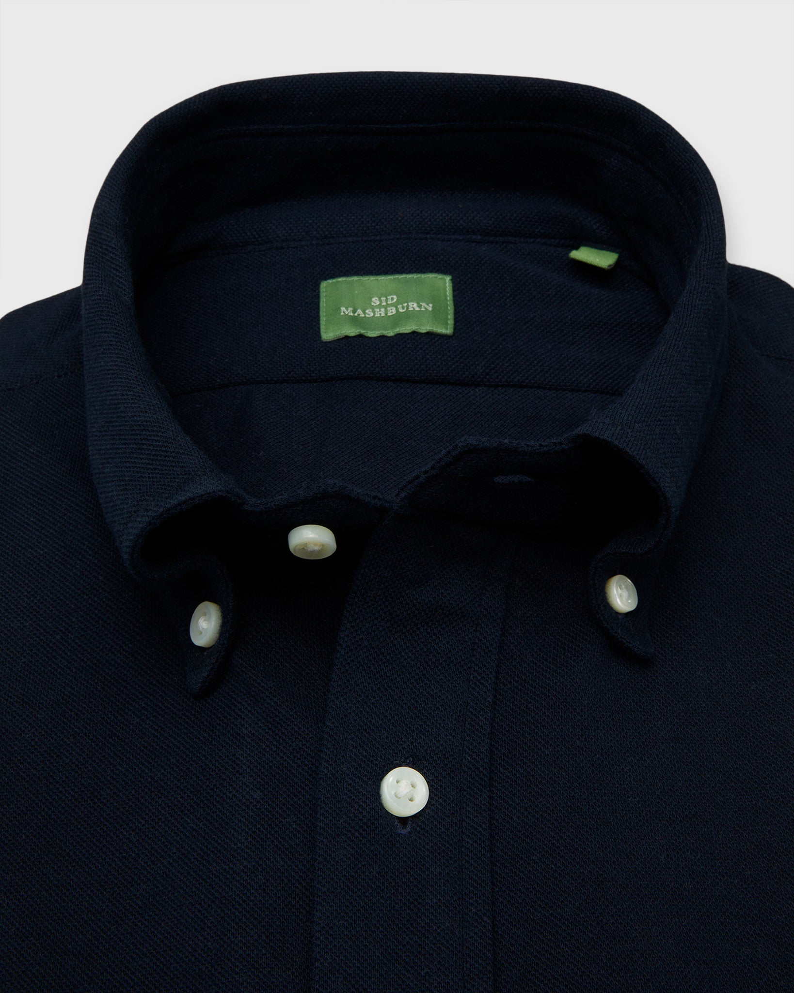 Knit Button-Down Popover Shirt in Navy Pique
