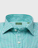 Load image into Gallery viewer, Spread Collar Sport Shirt in Green Gingham Poplin
