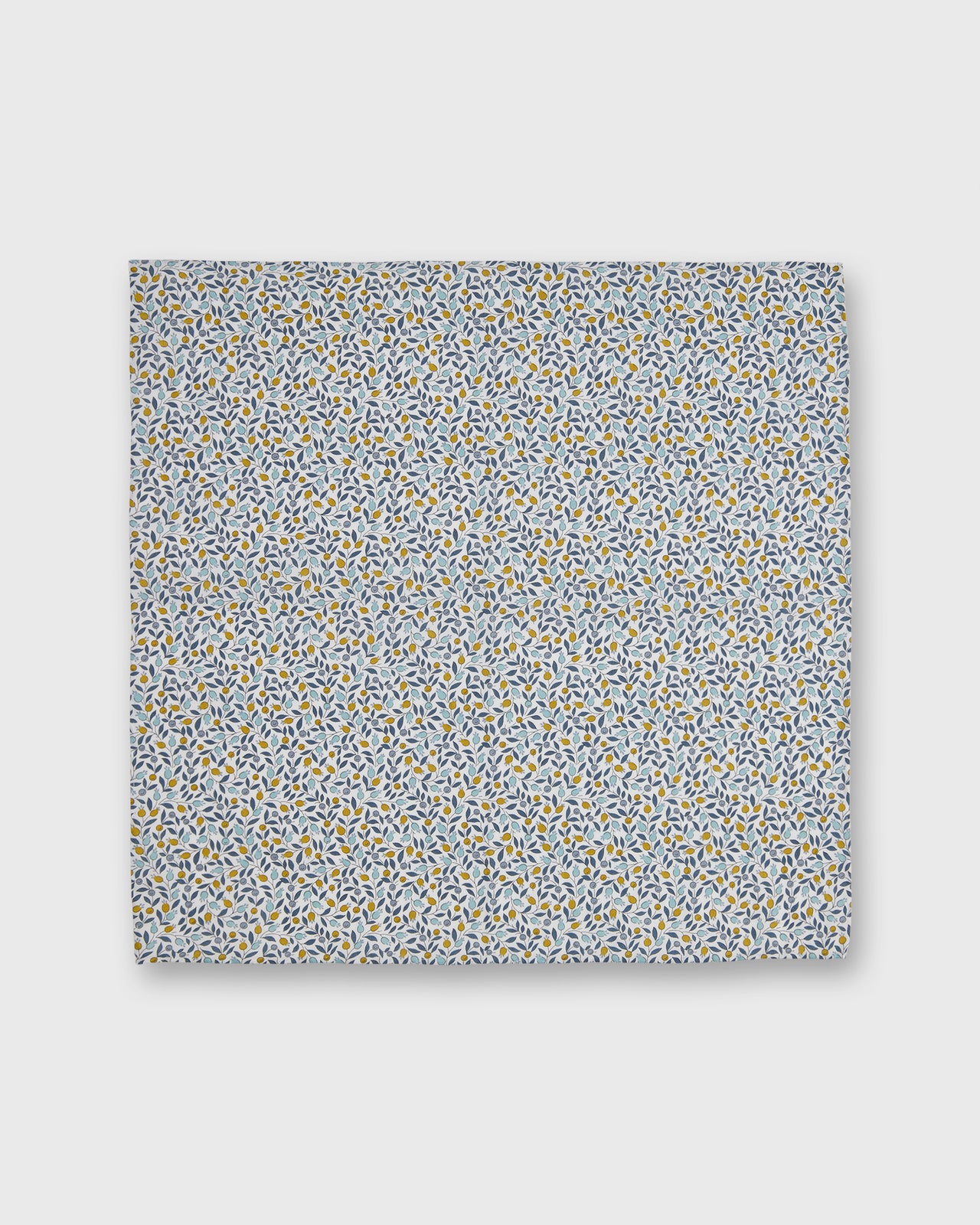 Hand-Rolled Cotton Print Pocket Square in Blue/Yellow Floriana Liberty Fabric