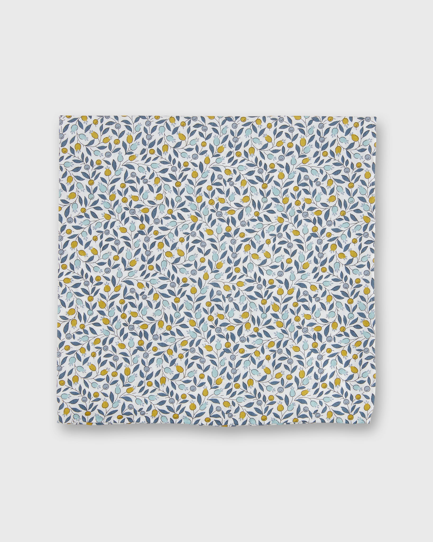 Cotton Print Pocket Square in Blue/Yellow Floriana Liberty Fabric