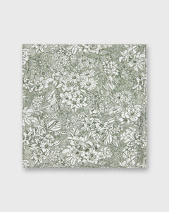Cotton Print Pocket Square in Olive/Ivory Orlando Liberty Fabric