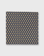 Load image into Gallery viewer, Cotton Print Pocket Square in Navy/Gold Paisley Feather Liberty Fabric
