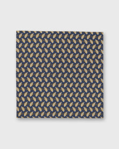 Cotton Print Pocket Square in Navy/Gold Paisley Feather Liberty Fabric