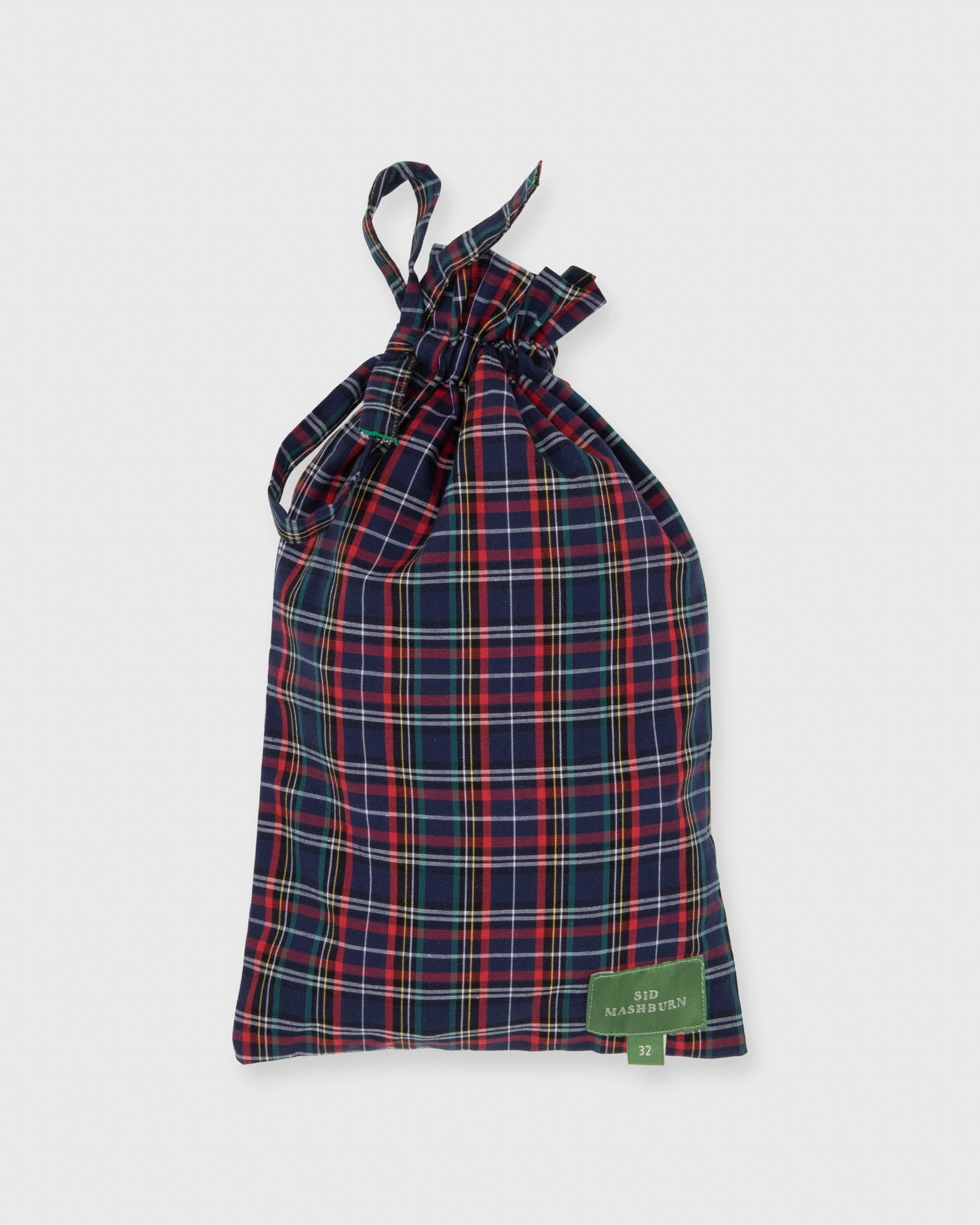 Button-Front Boxer Short in Navy Tartan Poplin