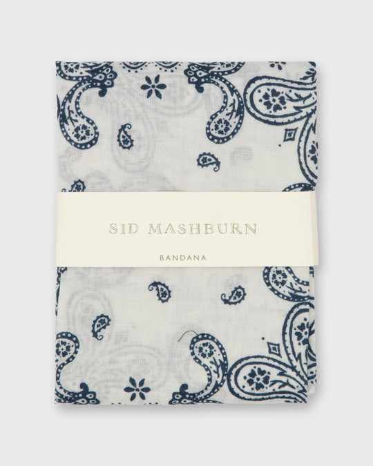 Bandana in White/Blue Paisley