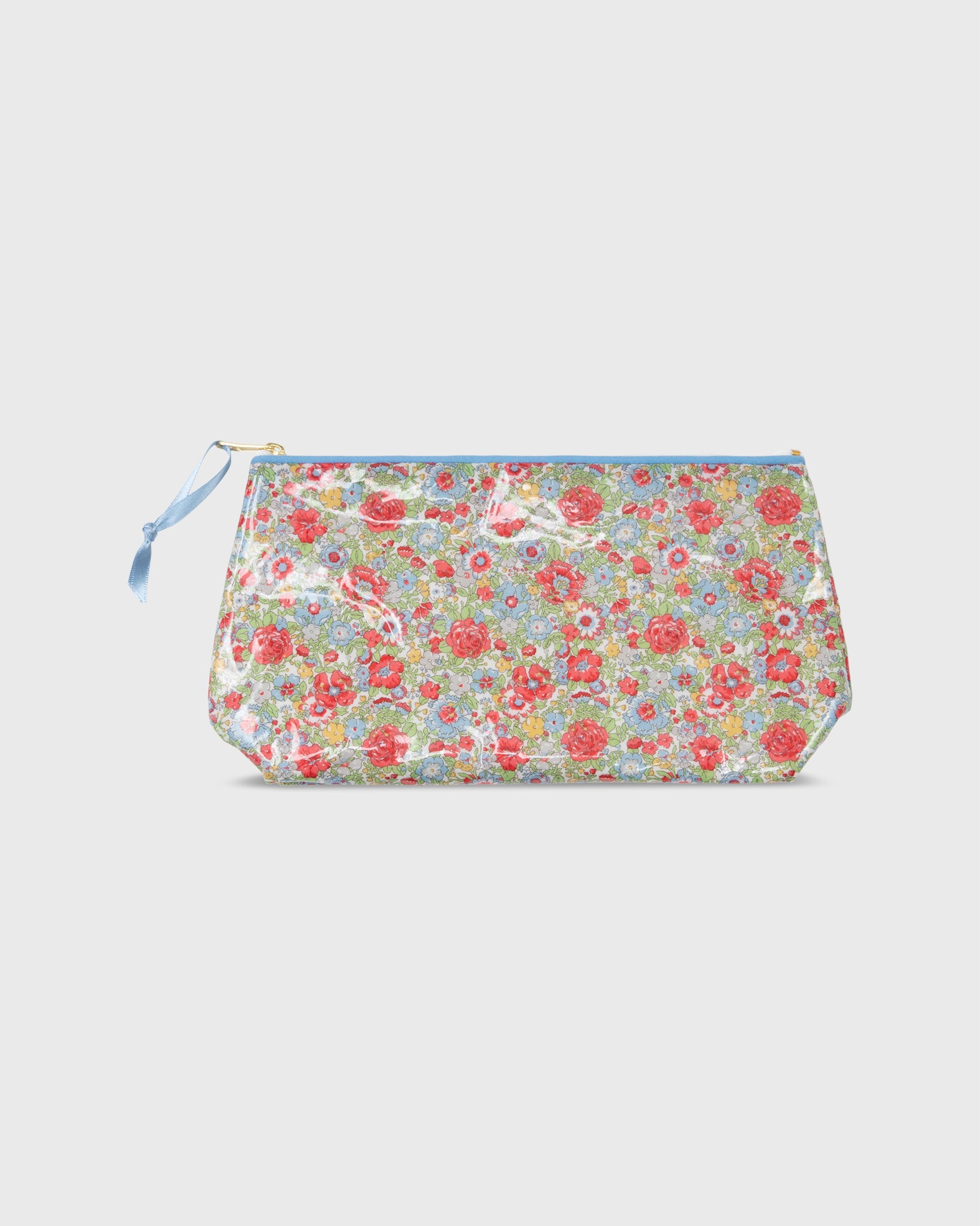 Coated Small Cosmetic Bag in Light Green/Red Amelie Liberty Fabric