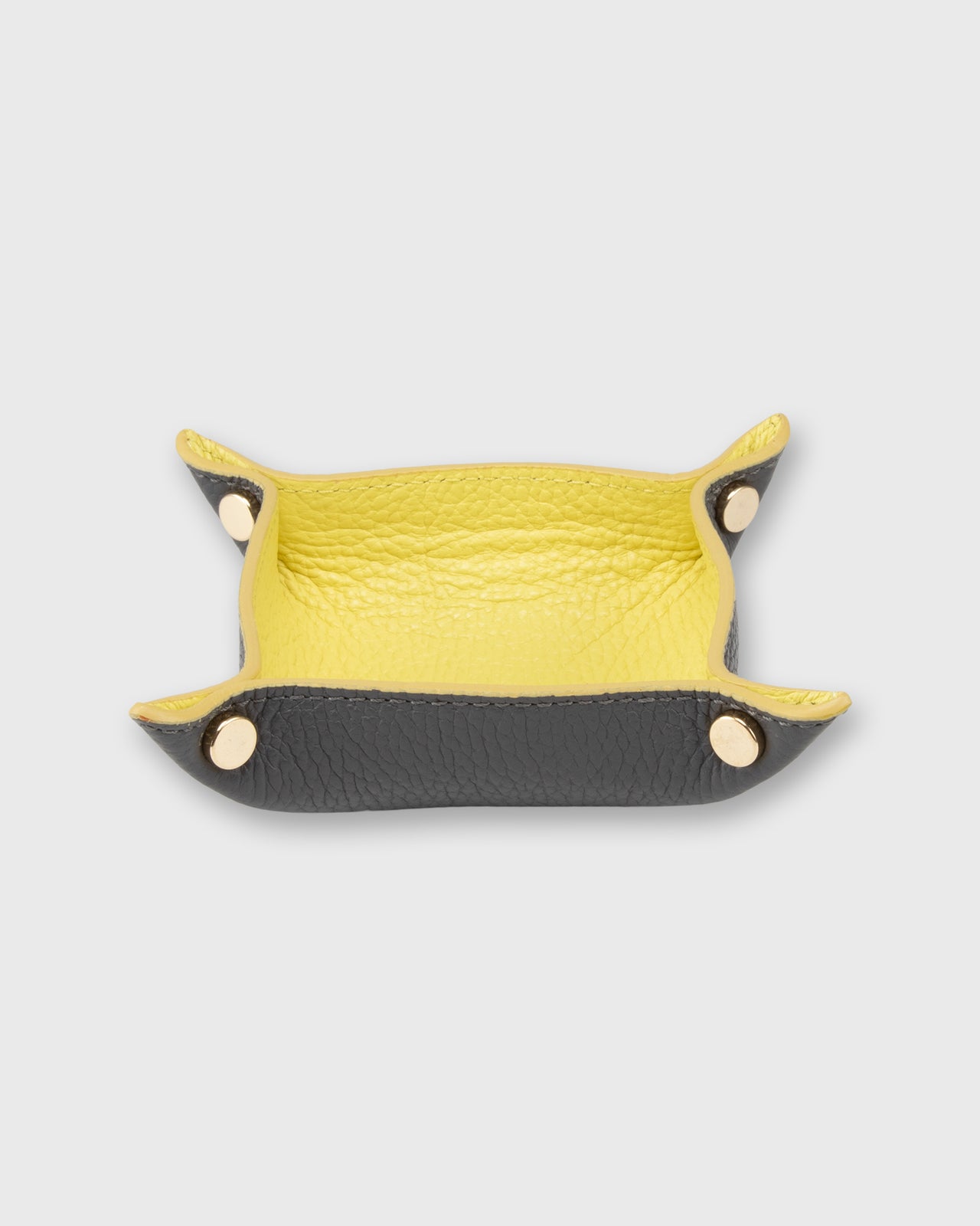 Two-Tone Soft Small Square Tray in Citron/Military Leather