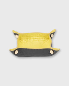 Two-Tone Soft Small Square Tray in Citron/Military Leather
