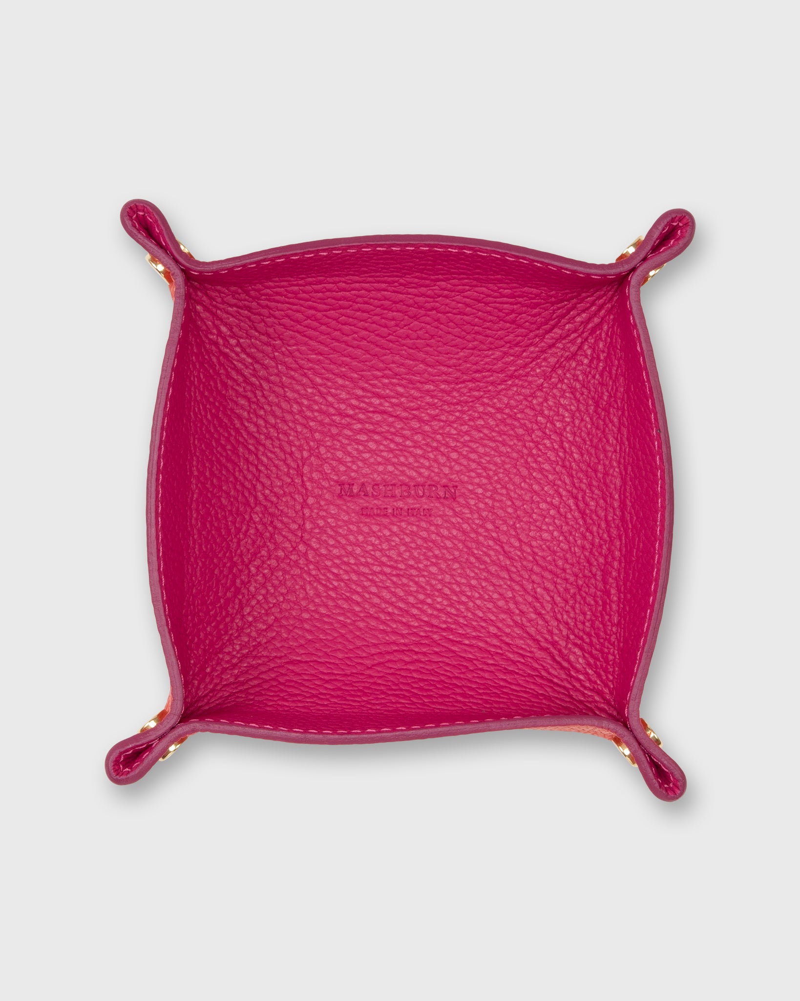 Two-Tone Soft Medium Square Tray in Fuchsia/Poppy Leather