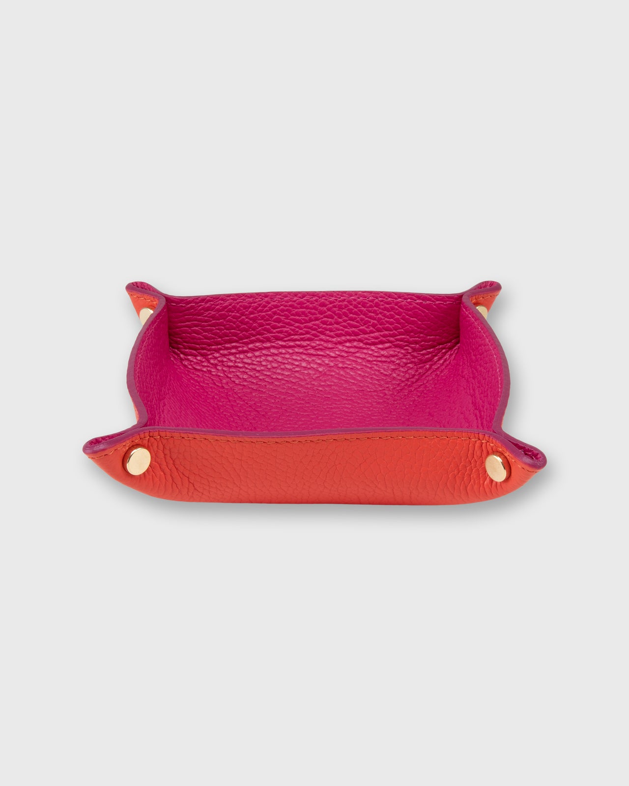 Two-Tone Soft Medium Square Tray in Fuchsia/Poppy Leather