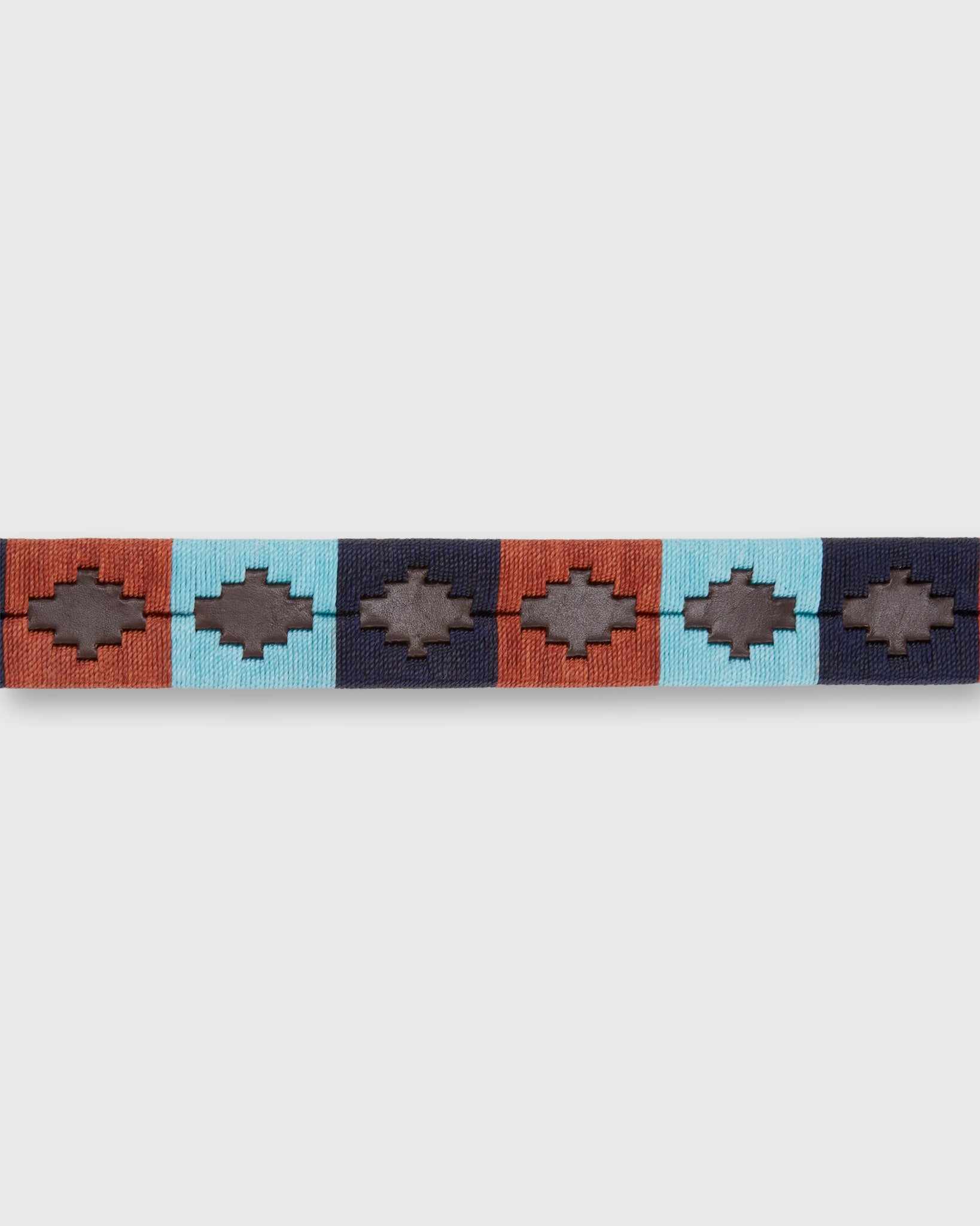 1 1/8" Polo Belt in Orange/Sky/Navy Chocolate Leather