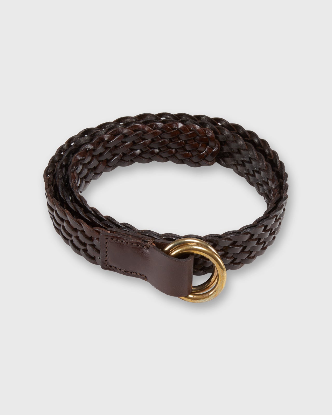 1" Woven O-Ring Belt in Chocolate Leather