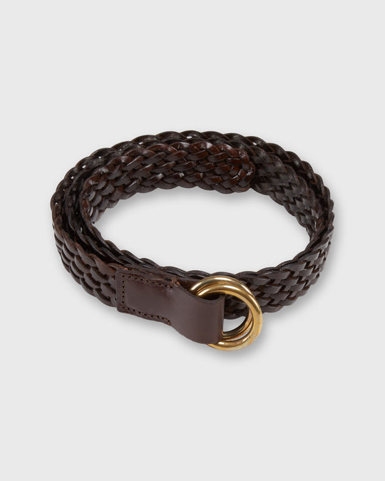 1" Woven O-Ring Belt in Chocolate Leather