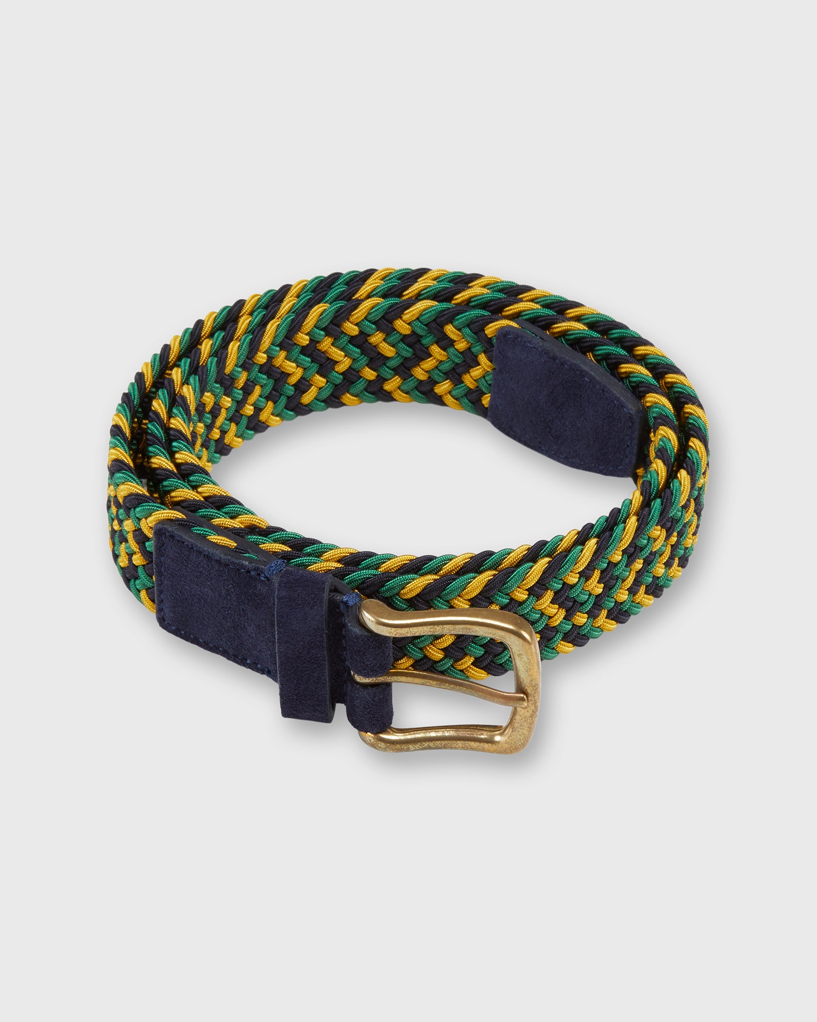 1.25" Woven Elastic Belt in Gold/Green/Navy