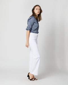 Column Patch Pocket Jean in White Stretch Denim