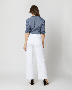 Column Patch Pocket Jean in White Stretch Denim