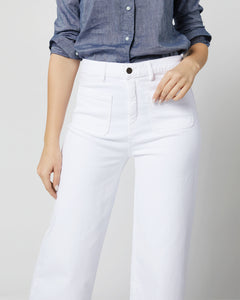 Column Patch Pocket Jean in White Stretch Denim