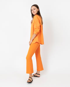 Orange Mashburn | Twill in Ann Faye Stretch Flare Cropped Shop Pant