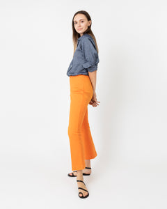 Faye Flare Cropped Pant in Orange Stretch Twill | Shop Ann Mashburn | Stretchjeans
