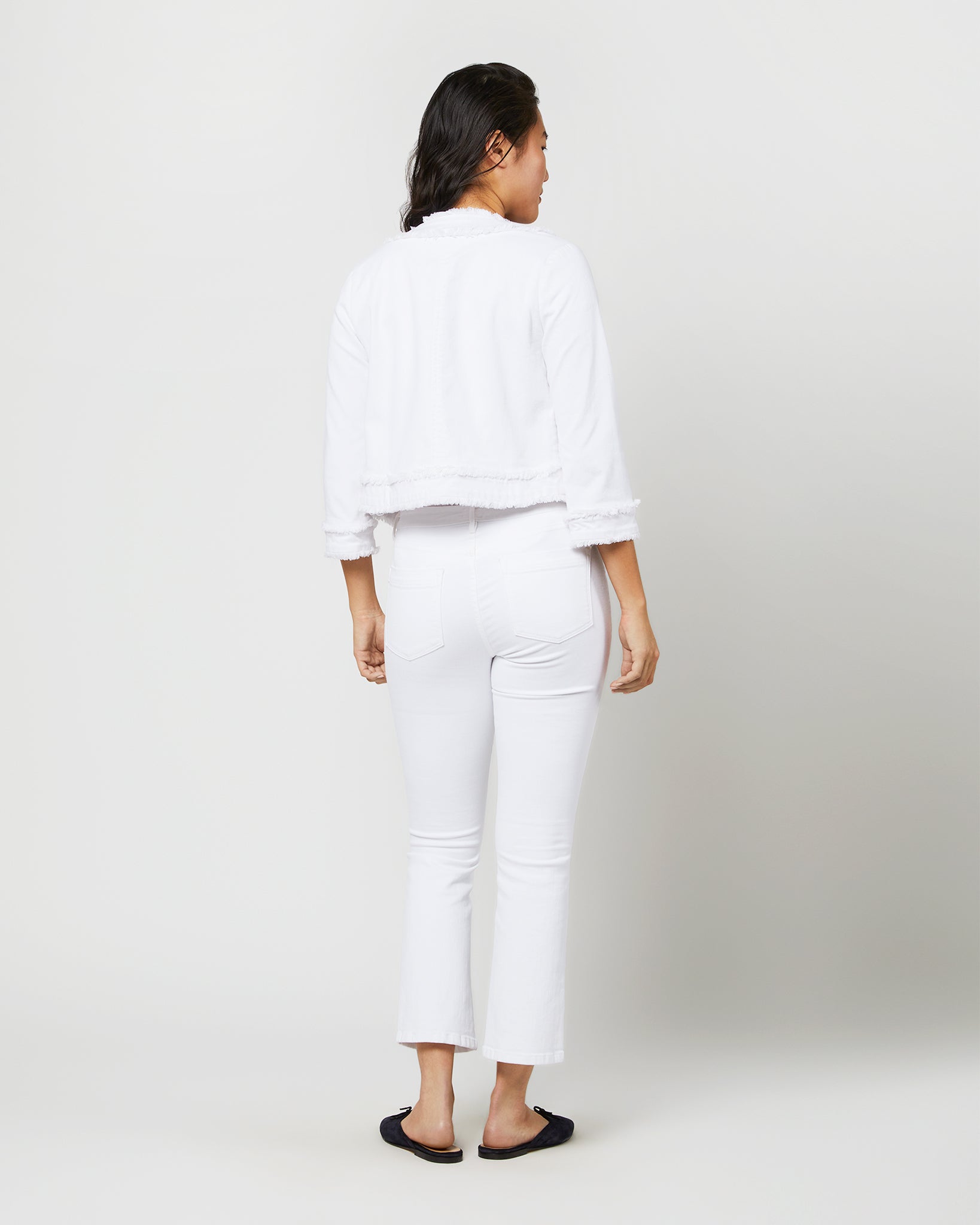 Kiki Jacket in White Garment-Dyed Stretch Twill